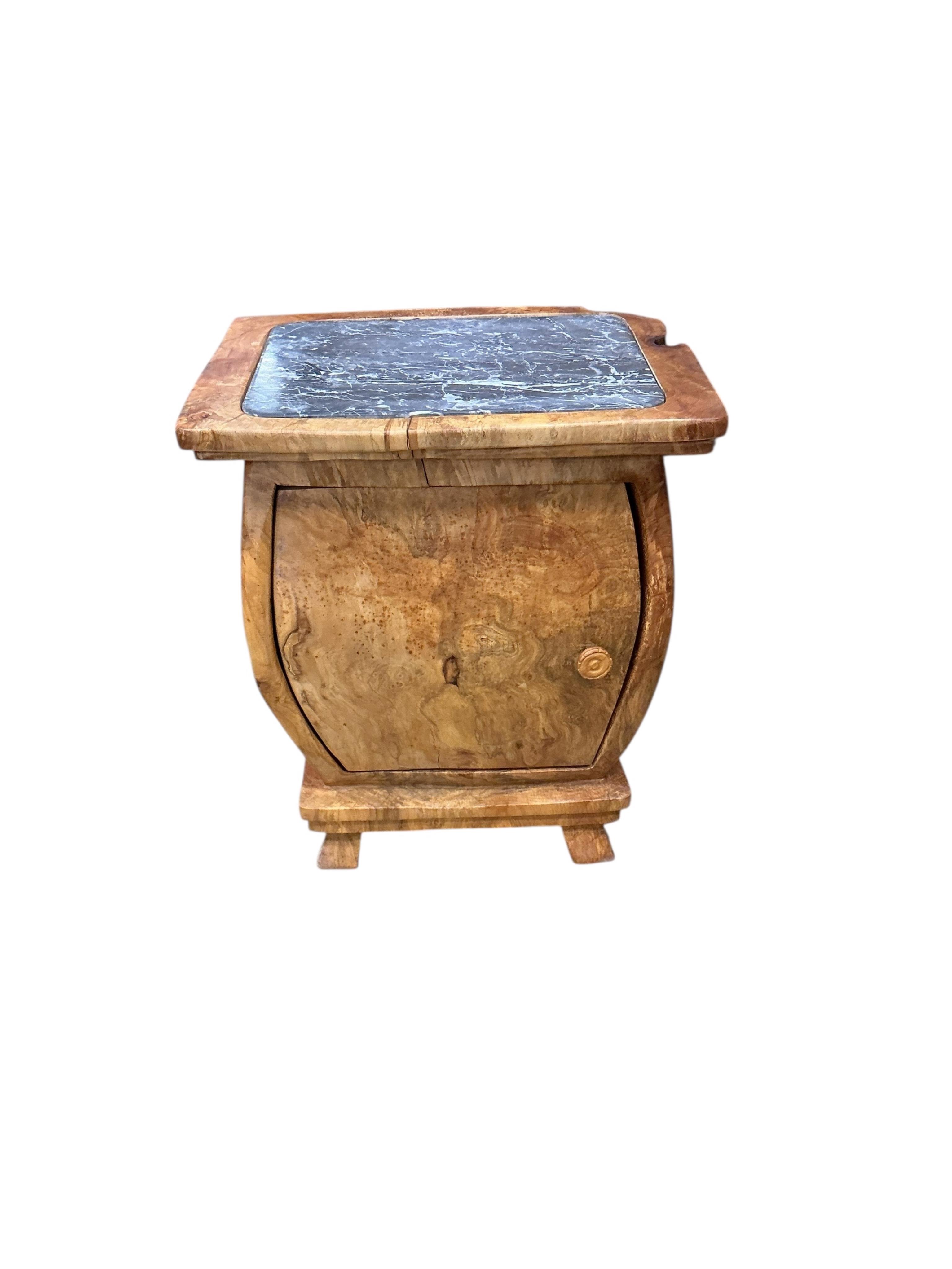 Pierre Decorse (b.1953), a naturalistically modelled side cabinet with inset marble top, width 60cm, depth 40cm, height 68cm
